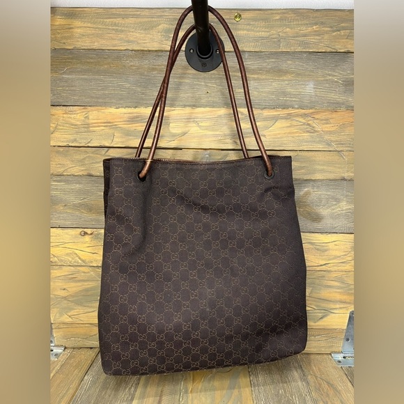 GUCCI Nylon Monogram Gifford Tote Brown - Picture 1 of 12